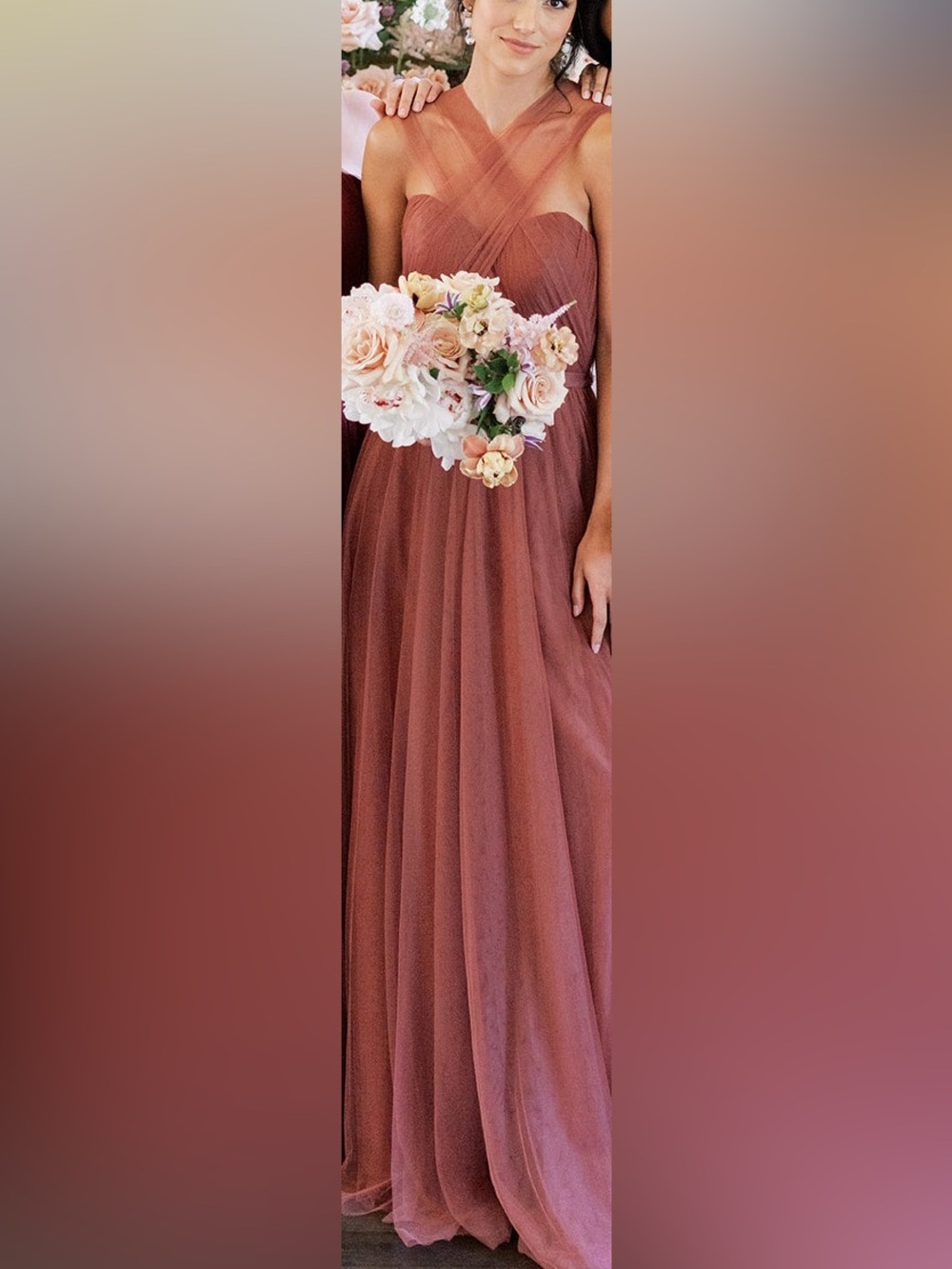 Revelry Rosalie Tulle Convertible Dress in cinnamon rose size 2 strapless